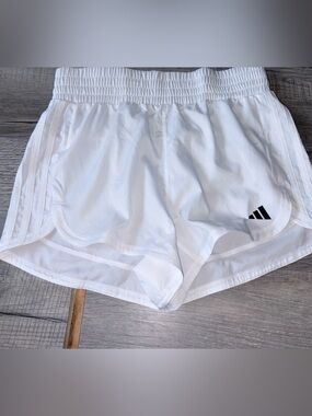 adidas White Athletic Women’s Shorts with Black Logo